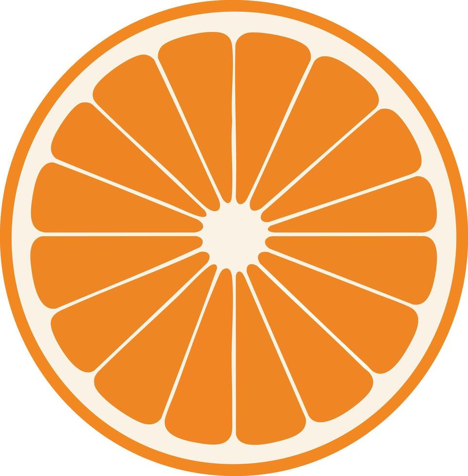 Orange fruit slice illustration with bright orange colour and clean graphic style for fresh food design vector