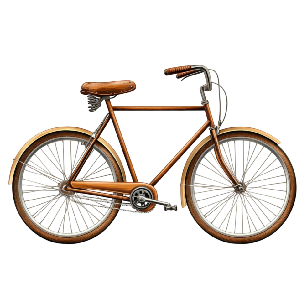 Vintage Style Bicycle with Basket and Brown Tires png