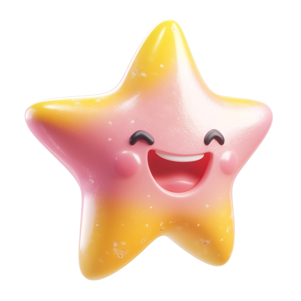 Cute Smiling Star Character with Pastel Colors png
