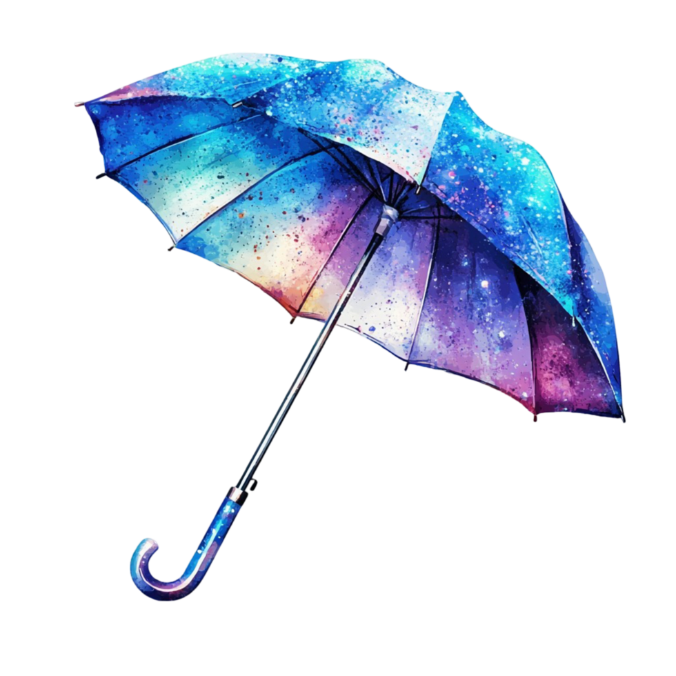 Blue Umbrella with Rainbow Trim Open Weather Accessory png