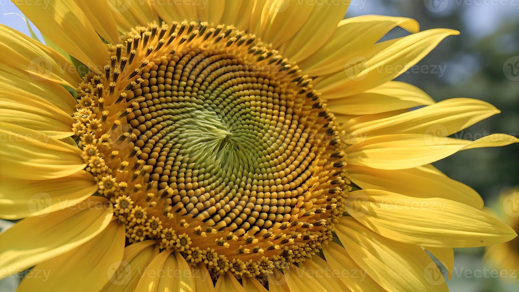 Stunning Sunflower Close Up Revealing Nature's Spiral photo