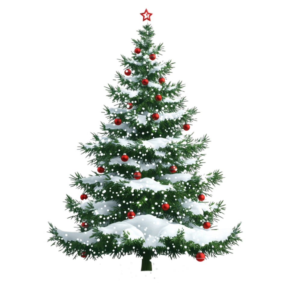 Realistic Christmas Tree with Snow and Lights png