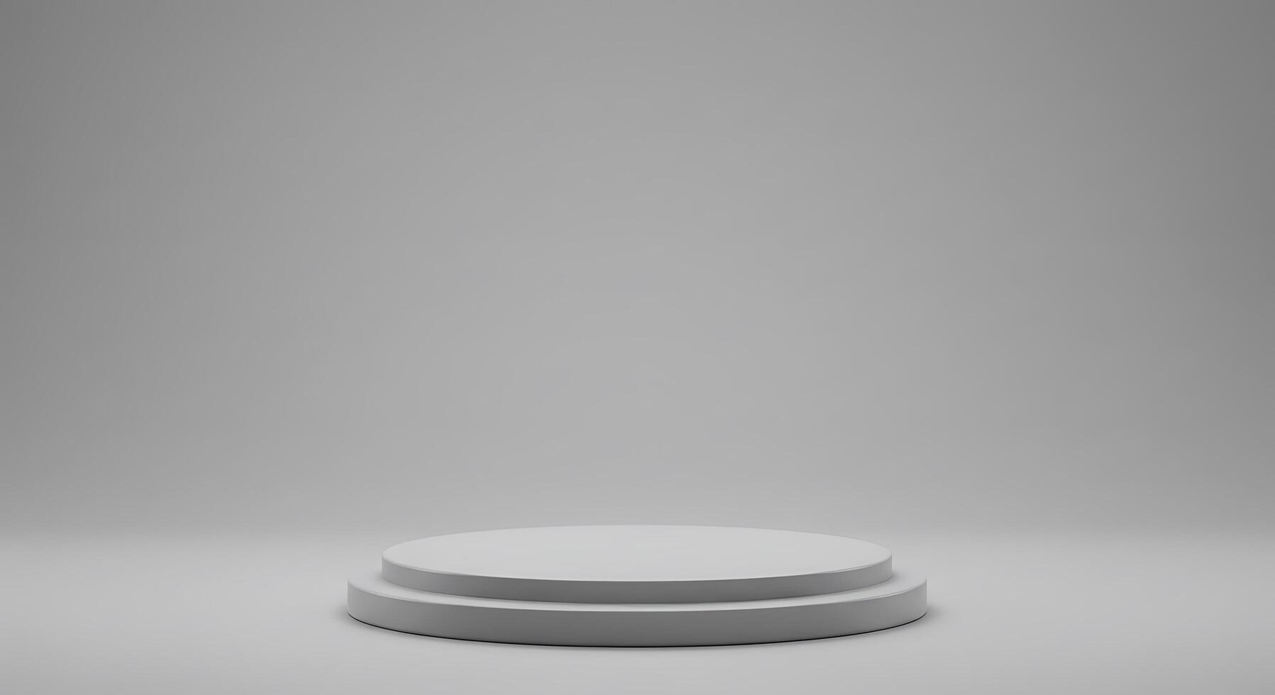 3d render of a white pedestal on a gray background photo