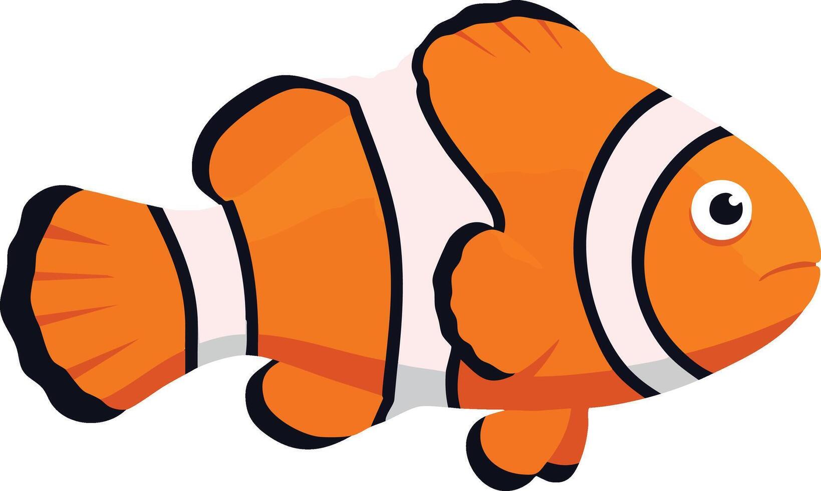 Clownfish swimming underwater orange and white coral reef fish illustration vector