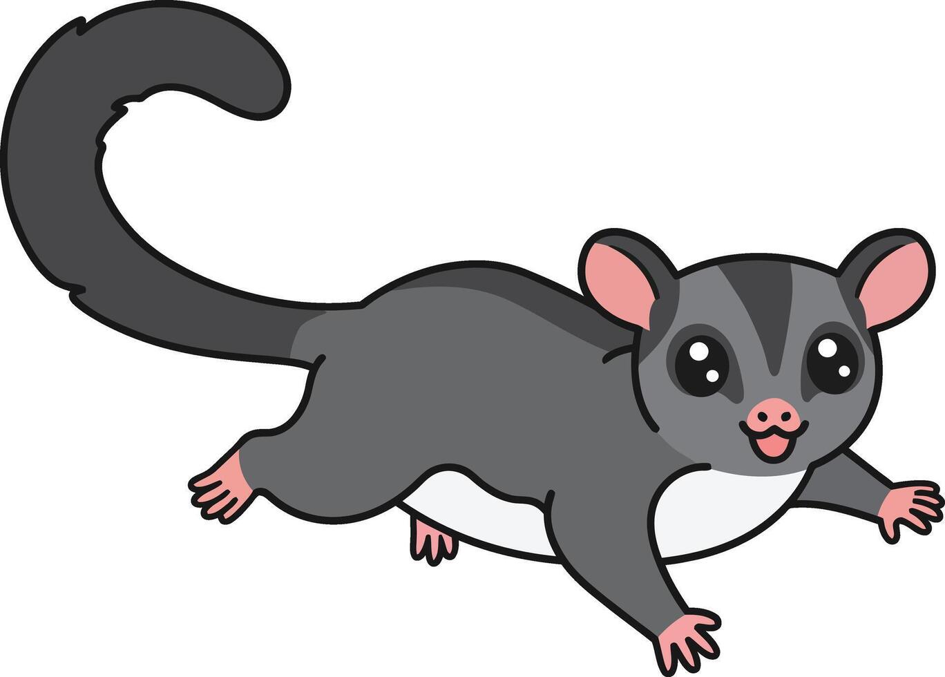Sugar Glider Illustration Cute Flying Squirrel Cartoon Animal Design Artwork vector