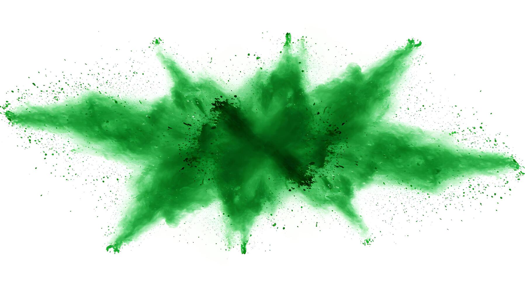 Green powder explosion on white background photo