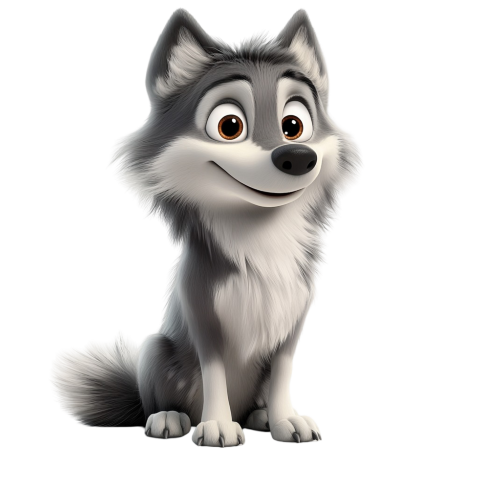 Gray Wolf Cub Style png