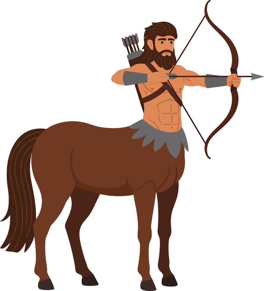 Centaur warrior archer aiming bow with arrow in fantasy mythology character design illustration vector