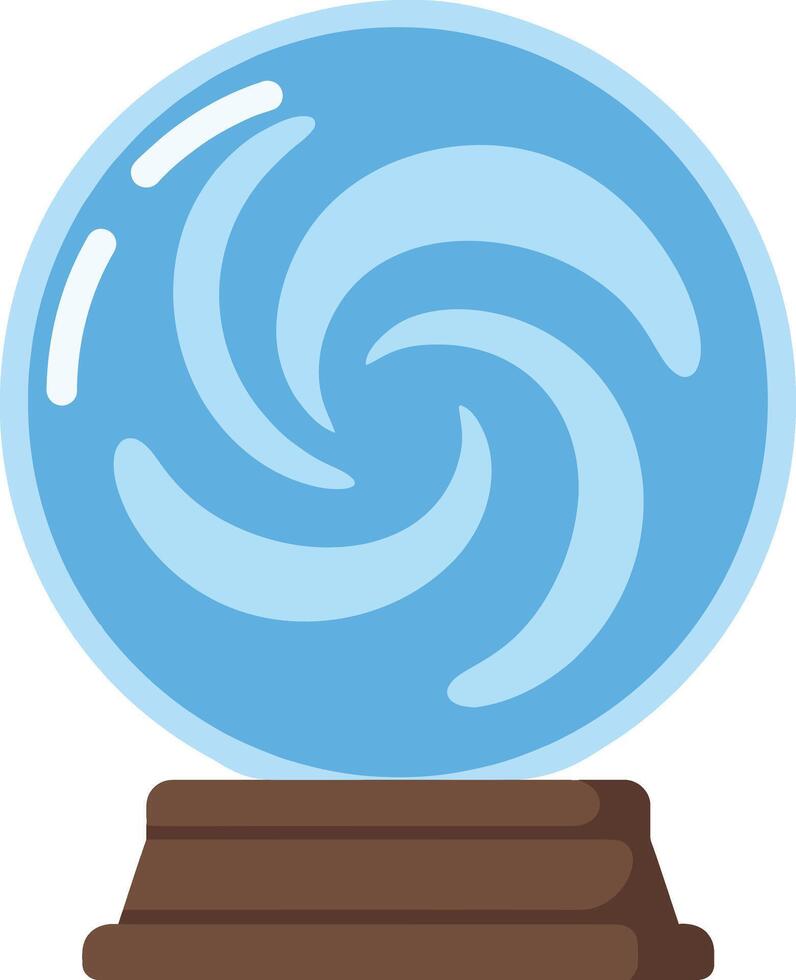 Blue crystal ball with brown stand magical fortune telling object illustration mystical design vector