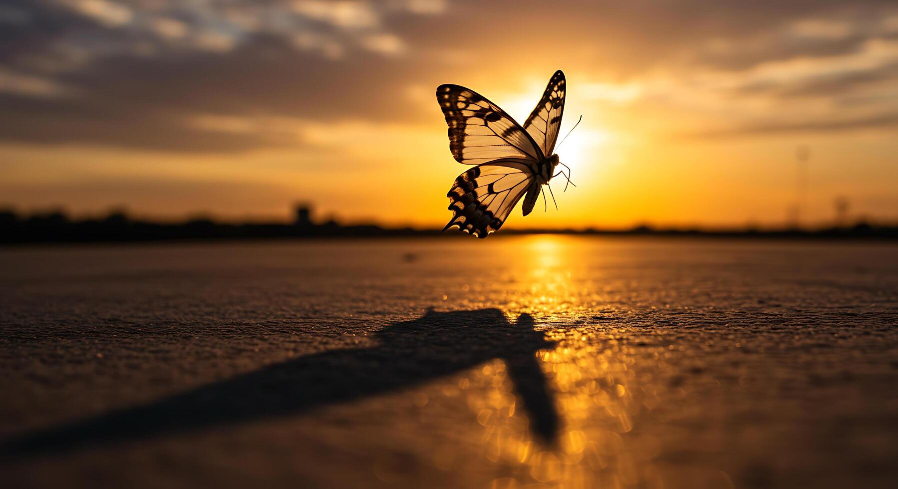 Butterfly at sunset photo