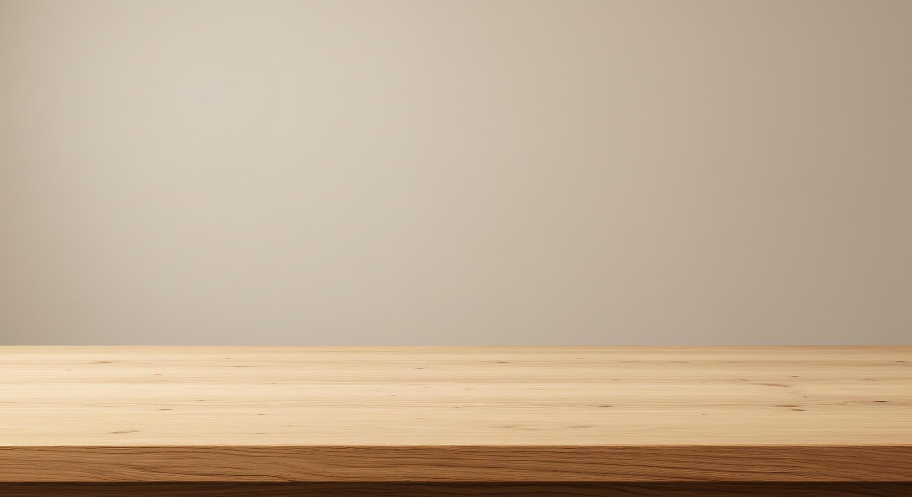 Empty wooden table top on a beige background photo