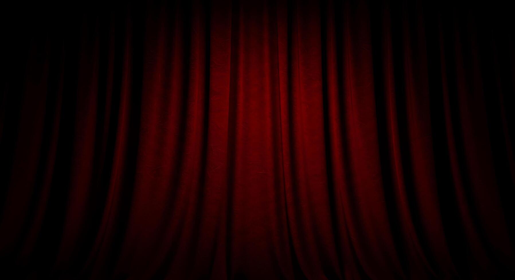 Red curtain on black background photo