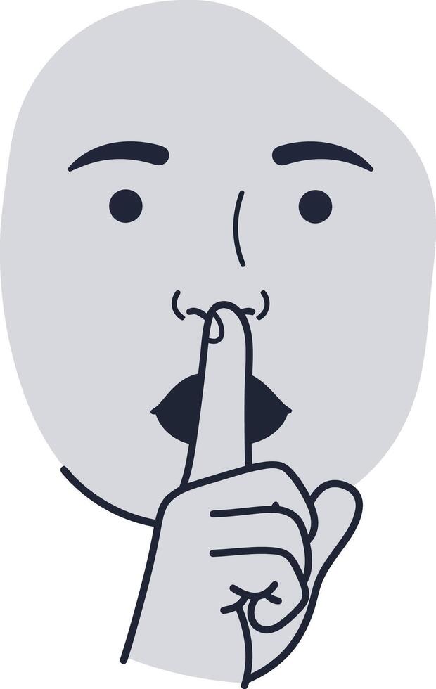 Person making silence gesture with finger on lips simple illustration for quiet communication concept vector