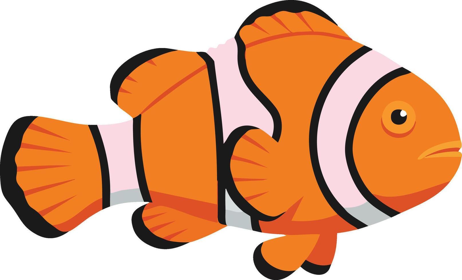 Clownfish colorful marine fish illustration in orange and black stripes design for aquatic life and ocean wildlife collection vector
