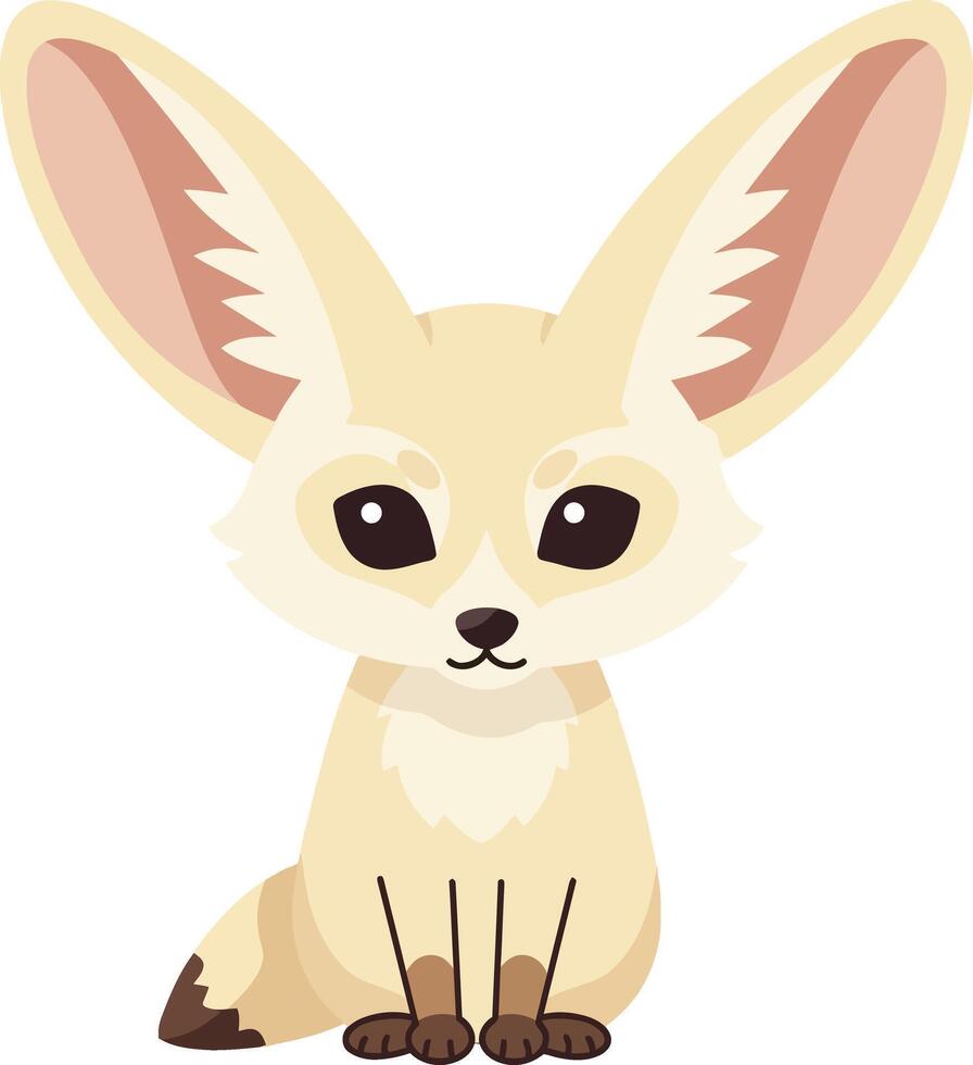 Fennec Fox Illustration with Large Ears and Light Brown Fur Sitting Calmly Image vector