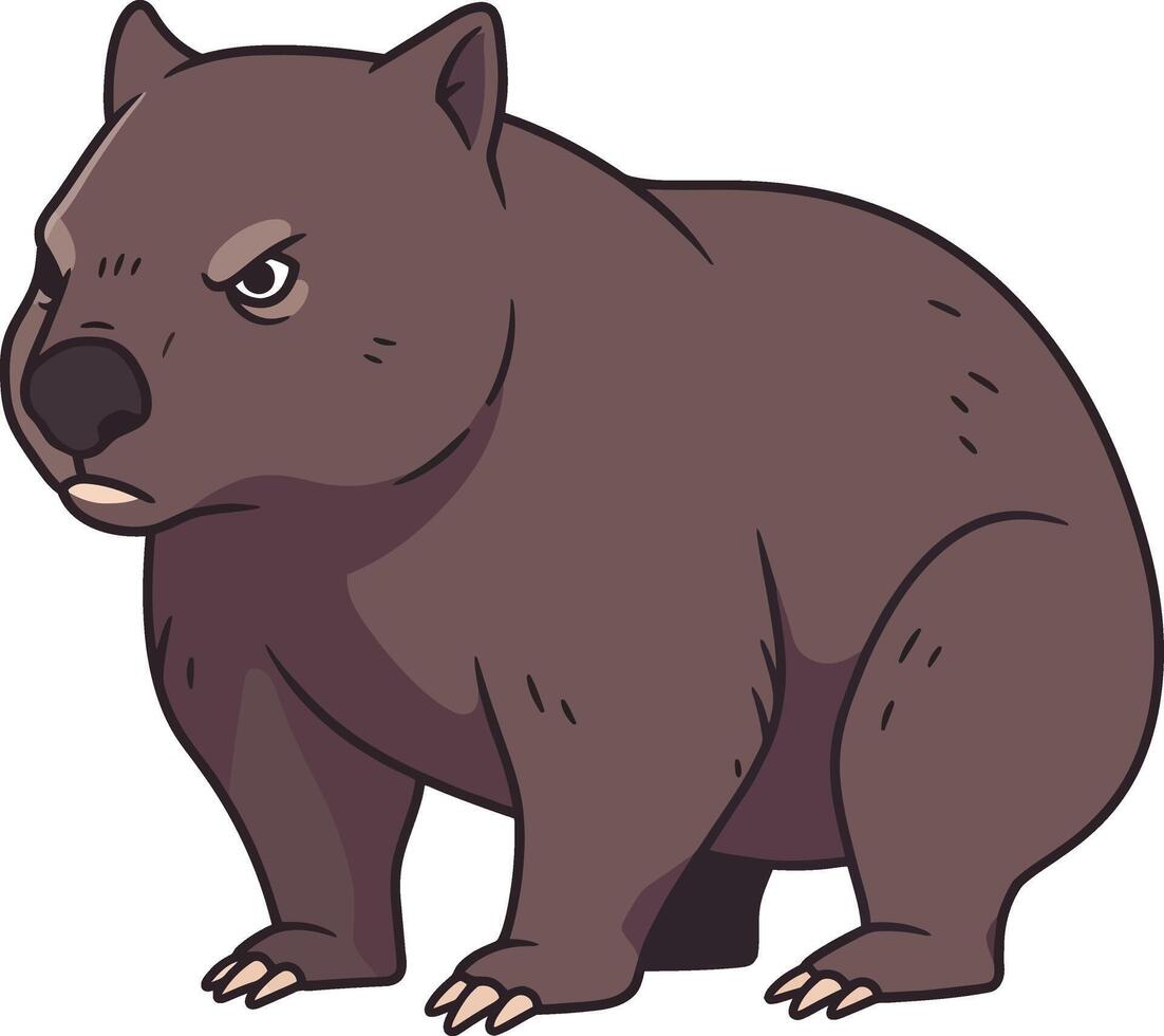 Wombat animal illustration with brown fur natural wildlife design vector
