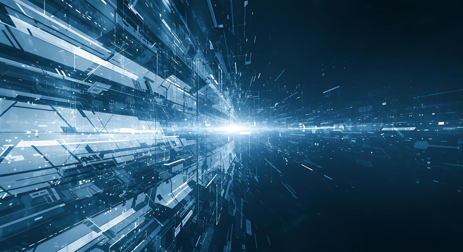 Abstract futuristic technology background with blue light photo