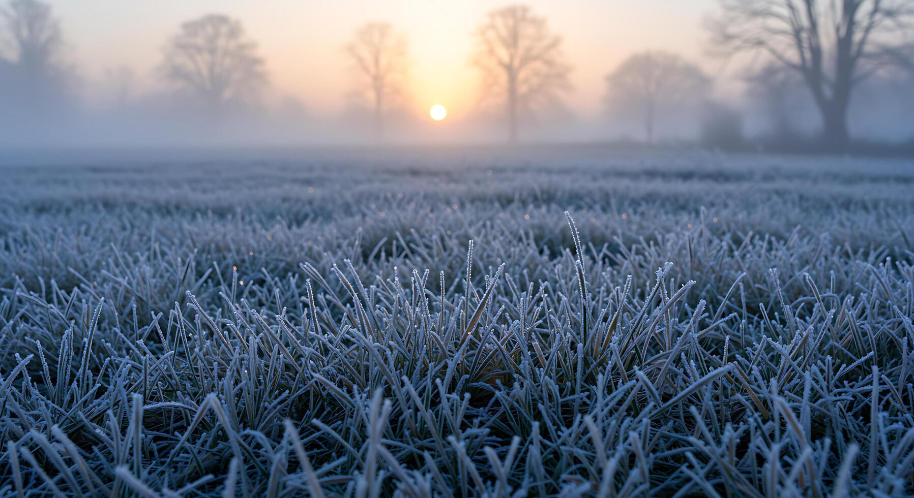 A field of grass covered in frost photo