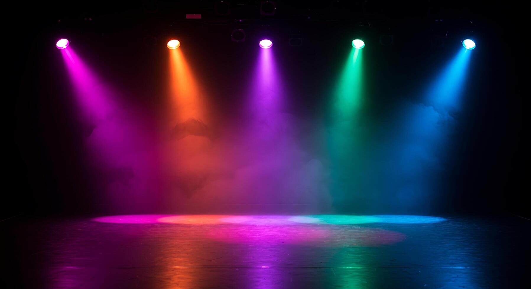 Colorful lights on a stage with a spotlight photo