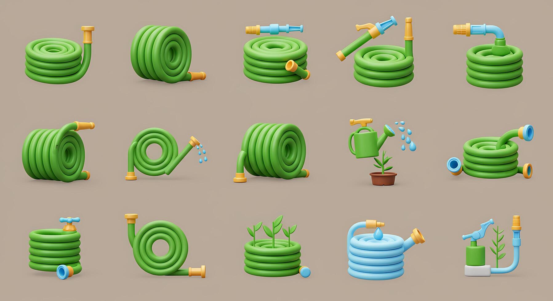 A set of green hose icons photo
