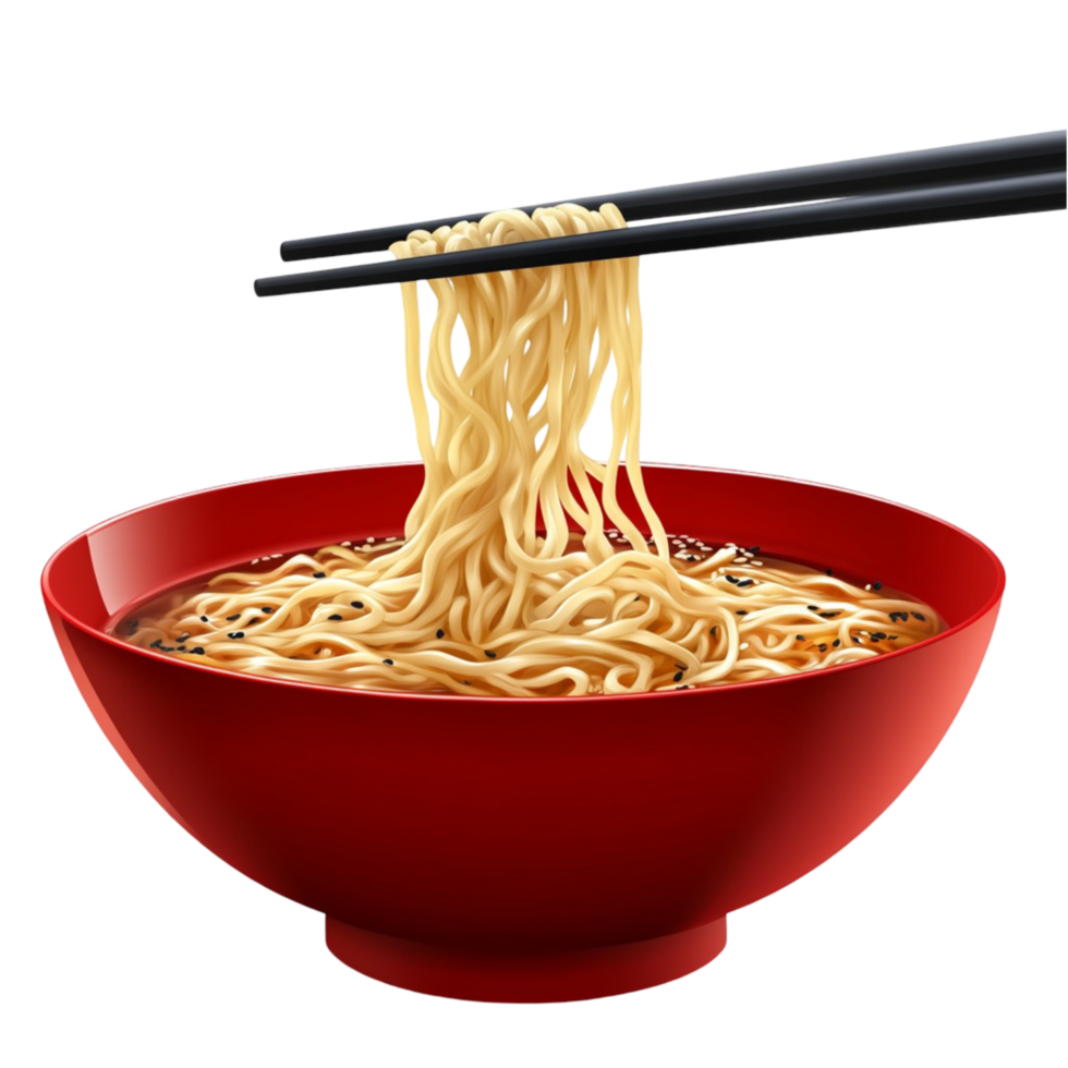 Delicious Ramen Noodles in a Bowl with Vegetables and Broth Japanese Food png