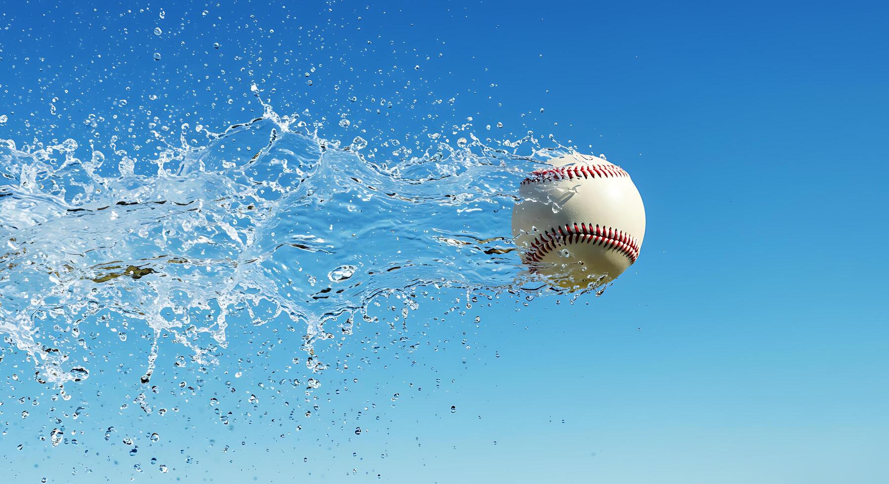 A baseball is splashing into the water photo