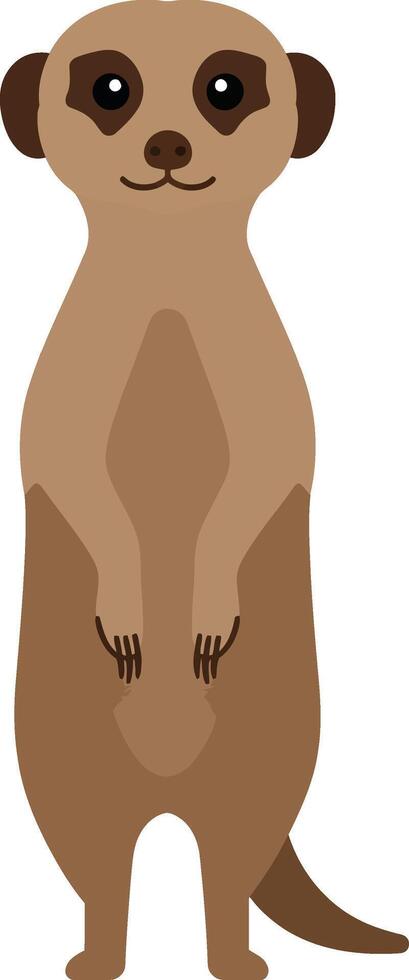 Meerkat standing upright looking forward simple flat design illustration in brown tones vector