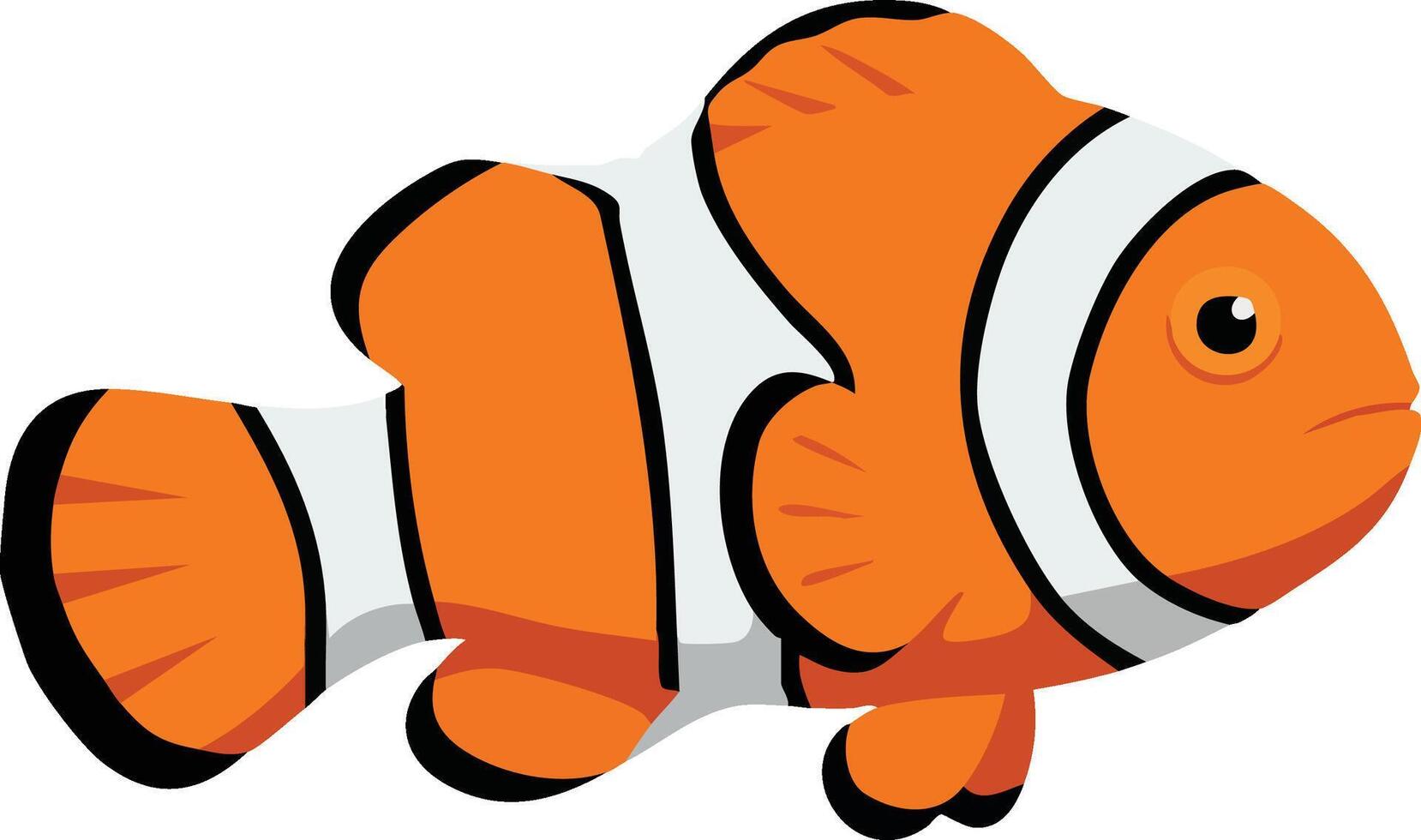 Clownfish cartoon illustration with bright orange and white stripes underwater art vector
