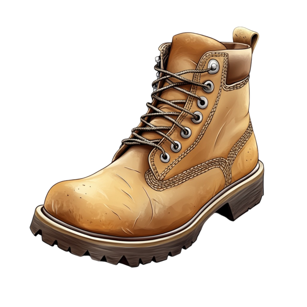 Rugged Brown Leather Boots with Laces Outdoor Footwear png