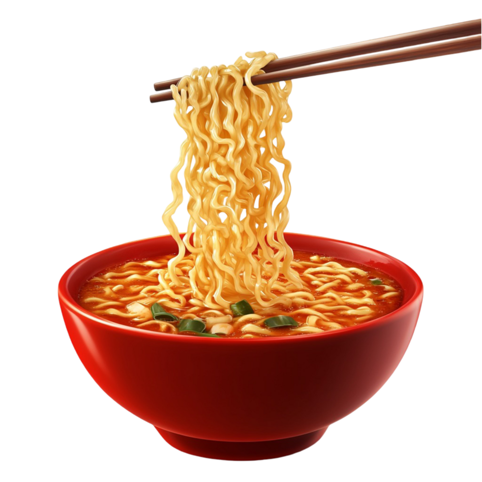 Steaming Bowl of Noodles with Chopsticks Asian Cuisine Meal png