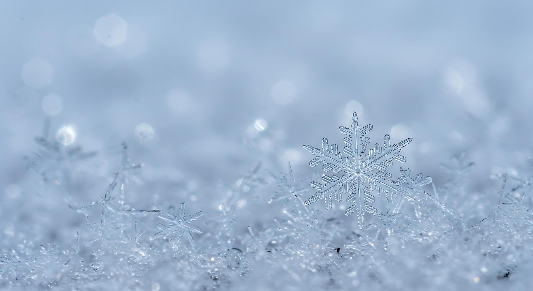 Snowflakes are seen in the background of a blue sky photo