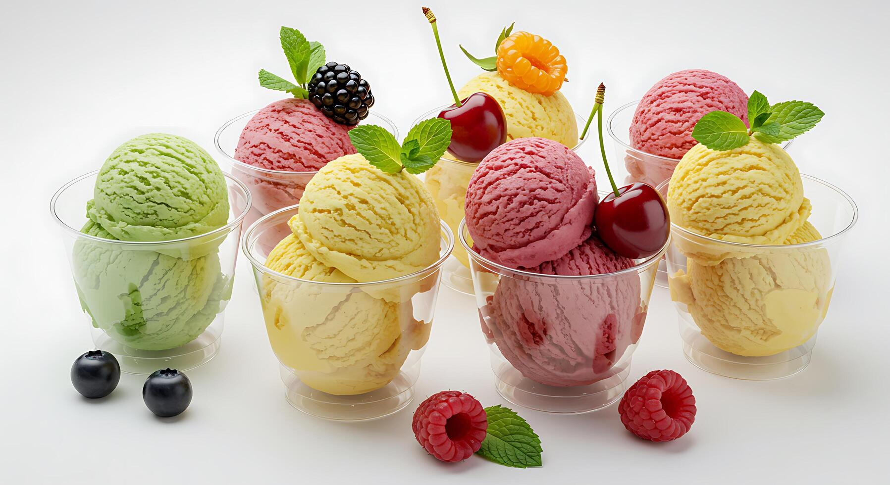 A group of ice cream scoops photo