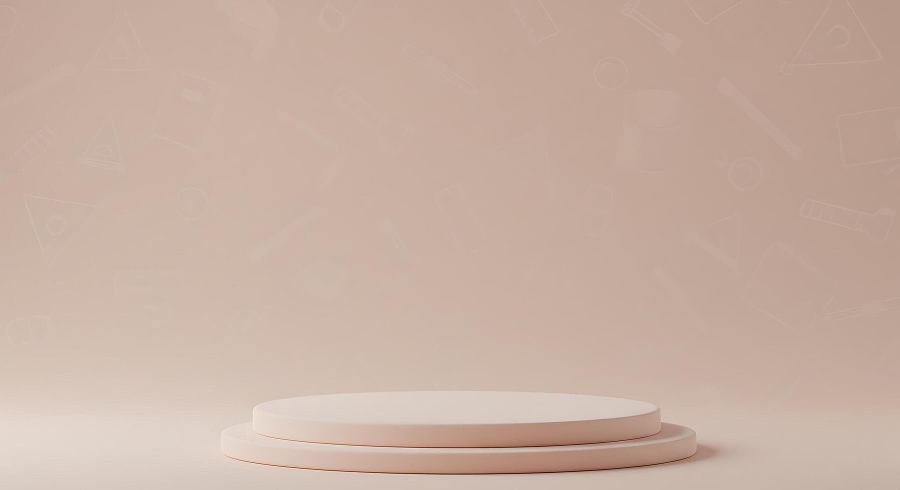 Round pedestal with white background on a beige background photo