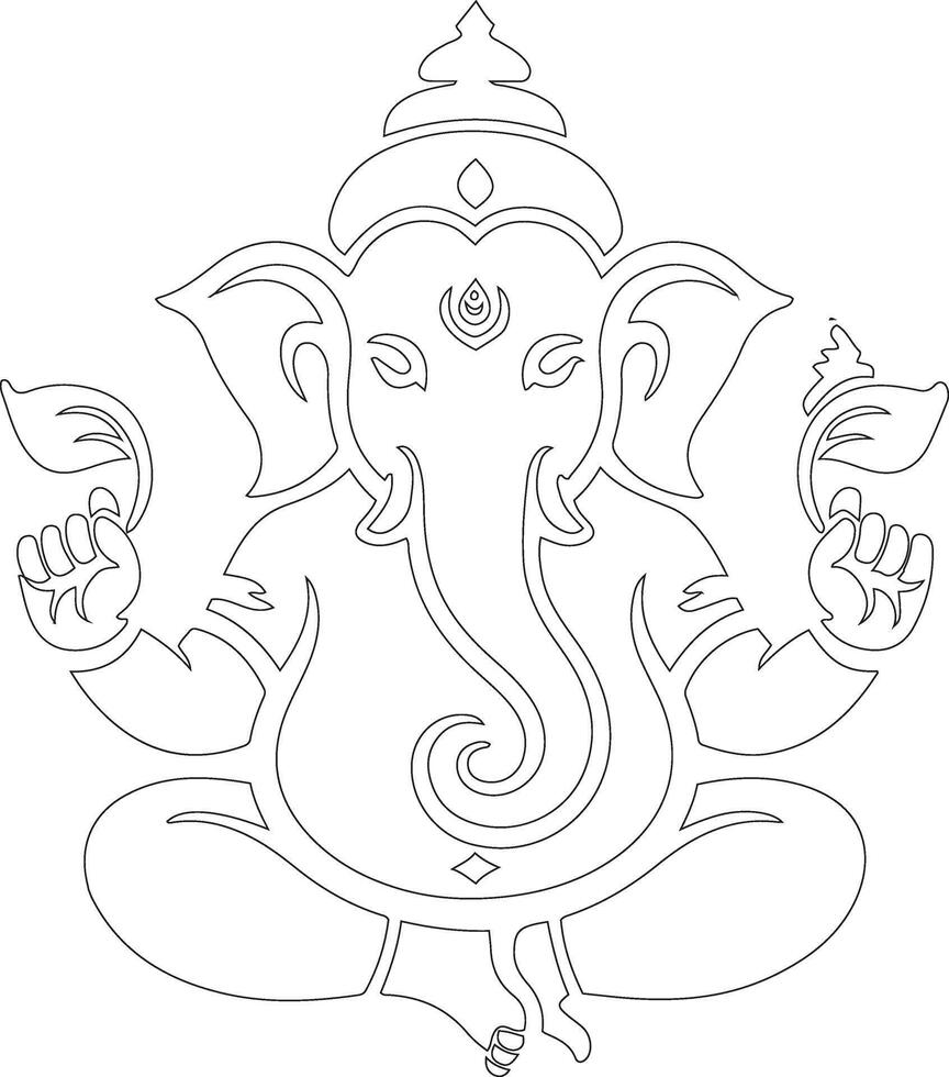 Line art illustration of ganesha hindu god vector