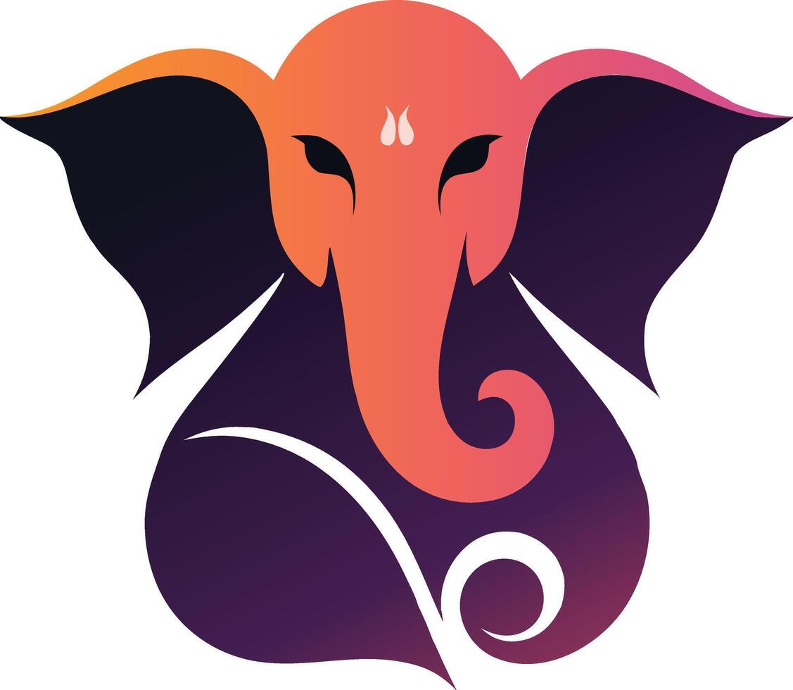 Stylized ganesha icon gradient design hindu god vector