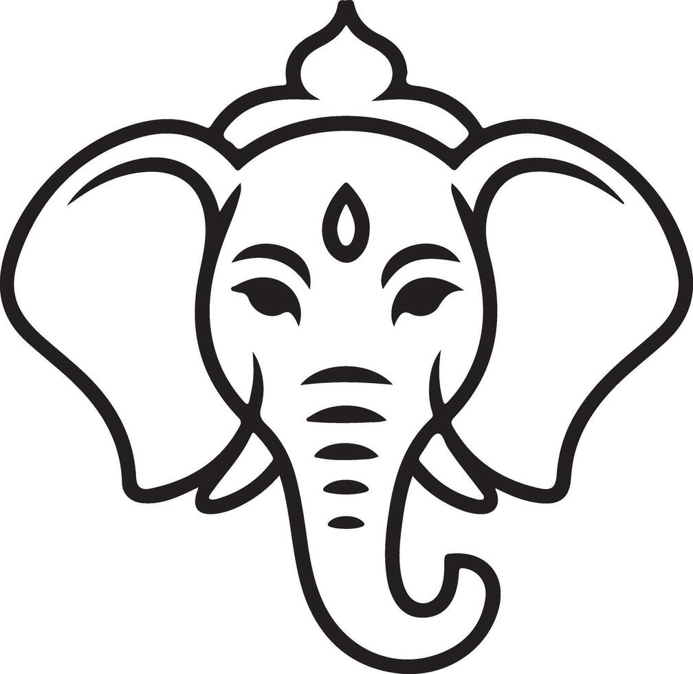 Line art illustration of ganesha head vector