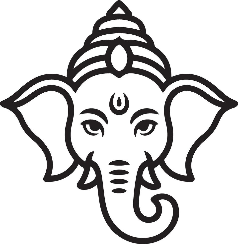 Line art ganesha head hindu god elephant deity icon vector