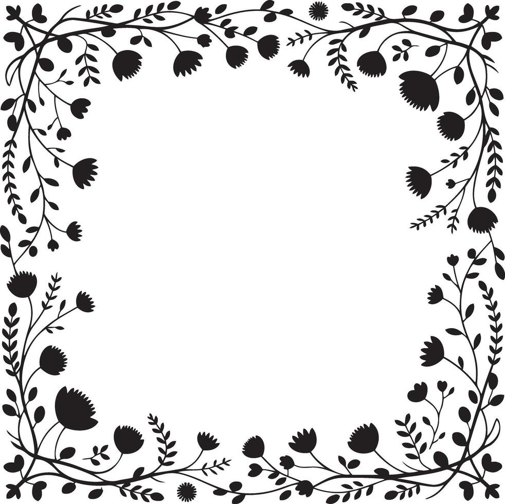 Black and White Floral Frame Design for Invitations or Cards vector