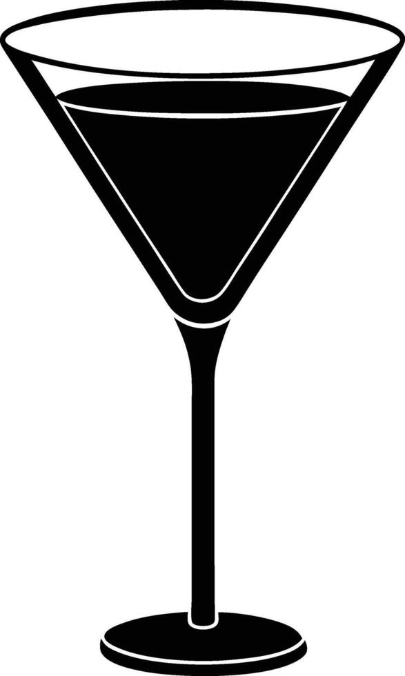 A Black and White Illustration of a Martini Glass Filled with a Dark Liquid vector