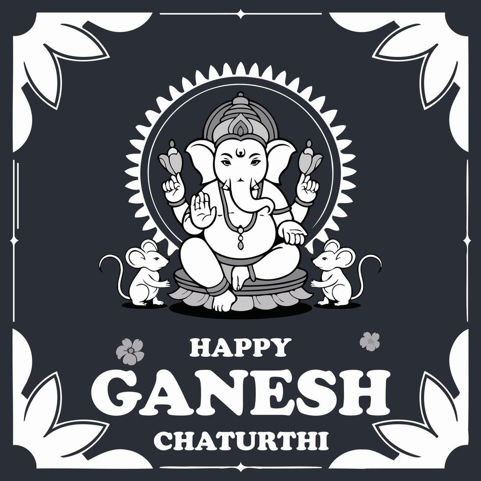Happy ganesh chaturthi greeting card design vector