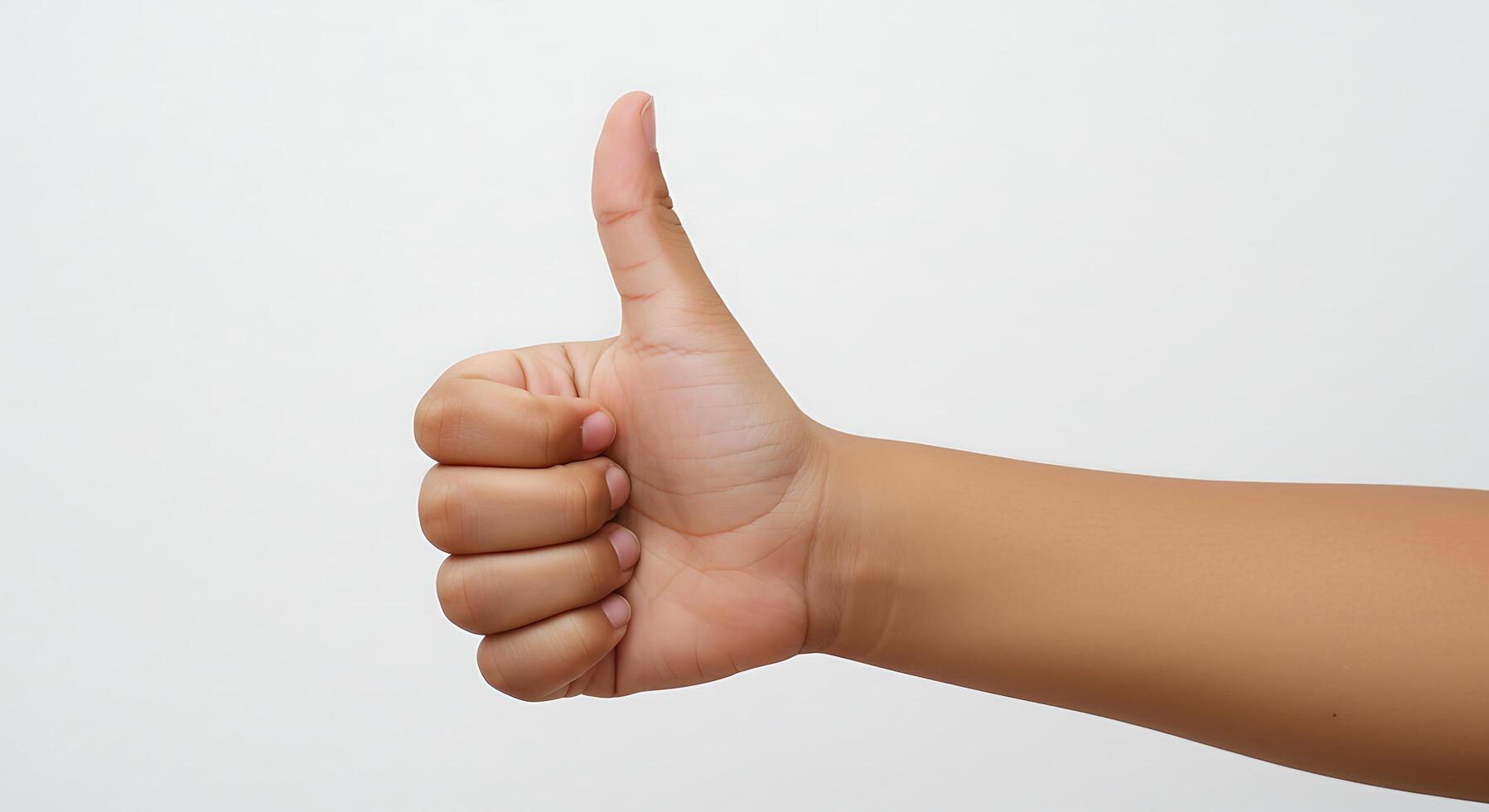 A person's hand giving the thumbs up sign photo