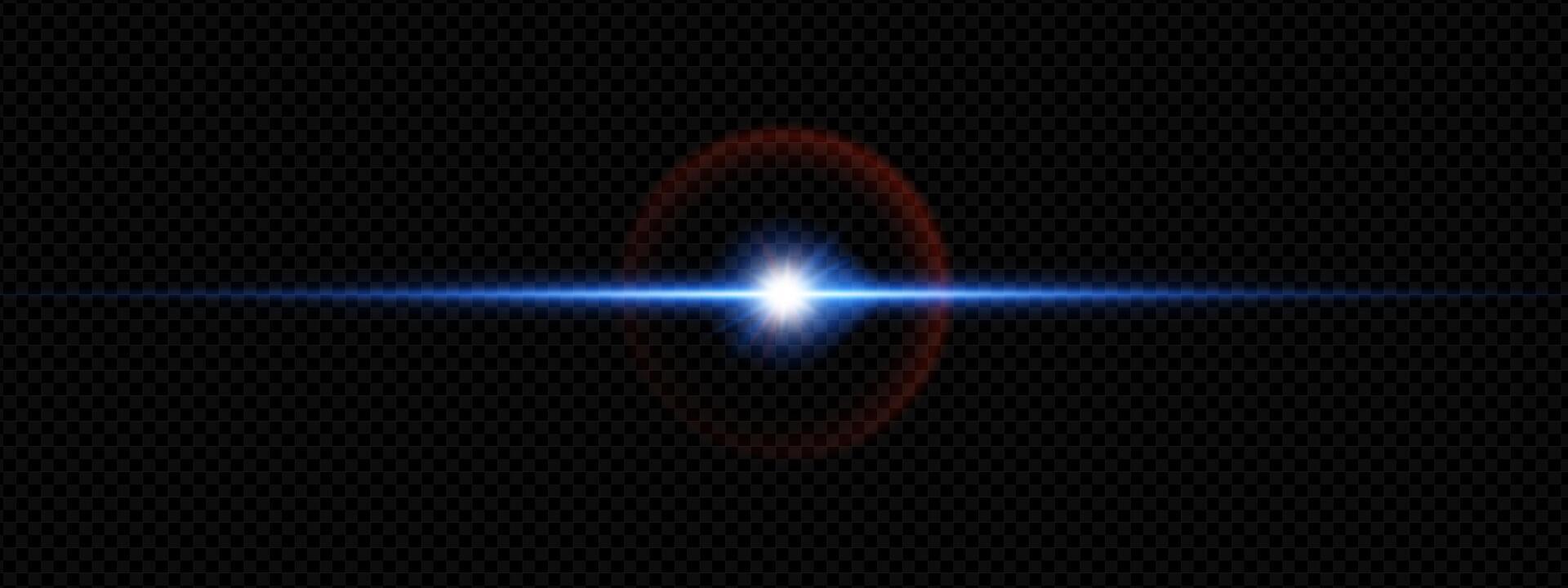 Bright blue neon flare with radiant beams and sparkling glare on dark background. Abstract effect for fast motion fantasy visuals. Shiny optical streak and crystal burst for futuristic design. vector
