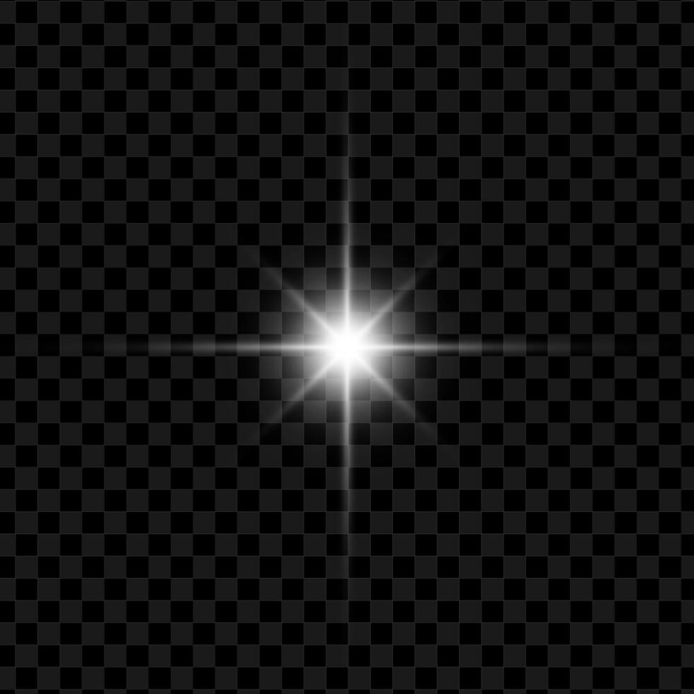Bright sun flare with glowing rays and lens glare. Dynamic light burst effect with rainbow glint. Perfect for sunny, energetic, or cosmic designs. illustration. vector
