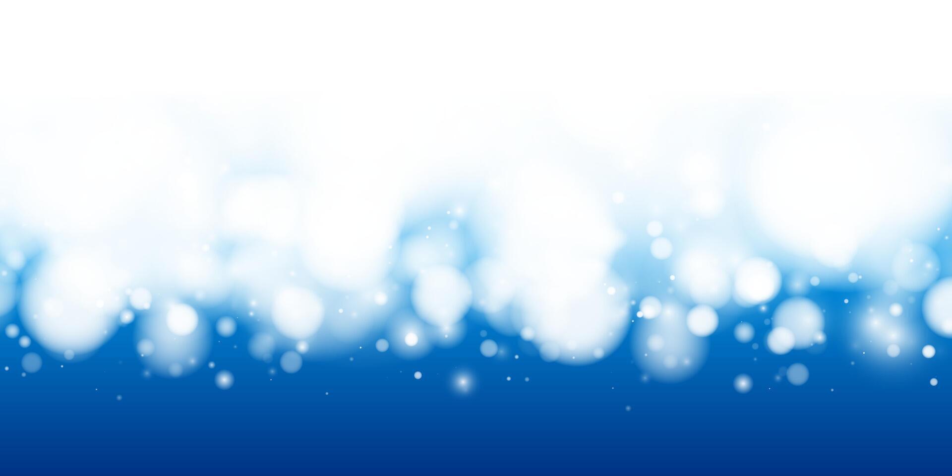 Blue bokeh background with soft glow, glitter, and sparkling lights. Elegant and festive design for holiday, party, or winter themes. Shiny, dreamy, and luxurious. illustration. vector