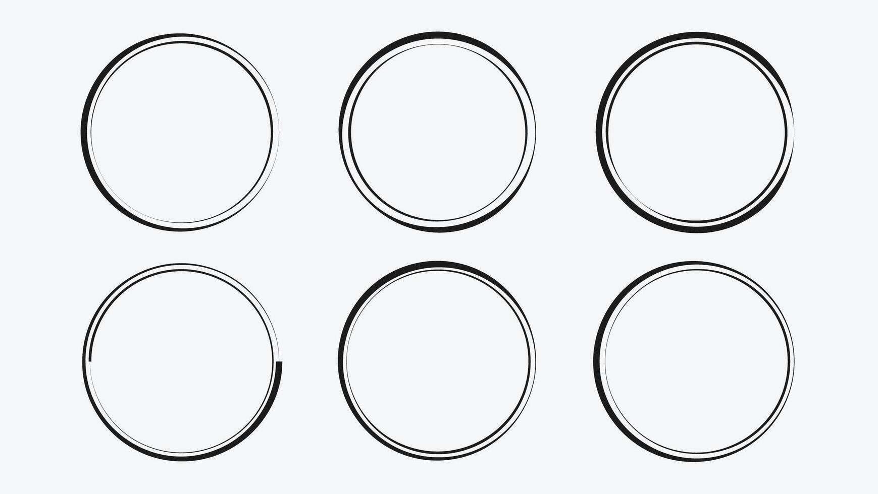 Set of Rough Lines Circles - Hand Drawn Rough Circle Outline vector