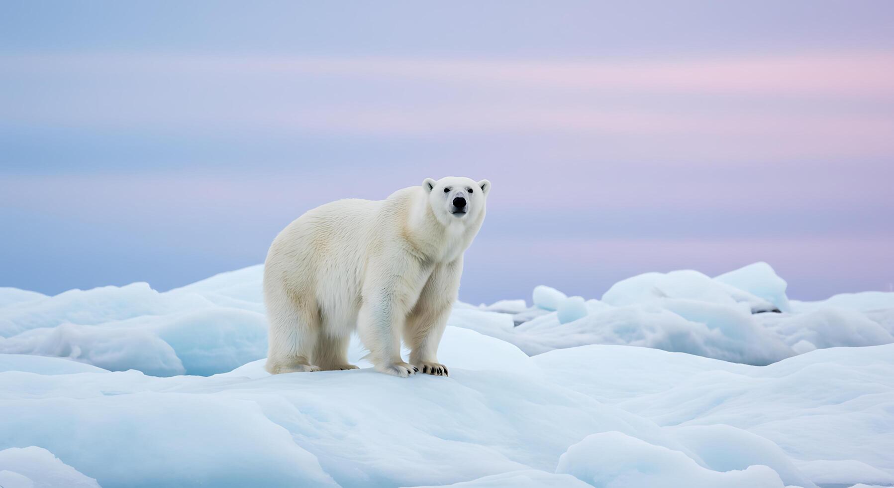 A polar bear standing on top of some ice photo