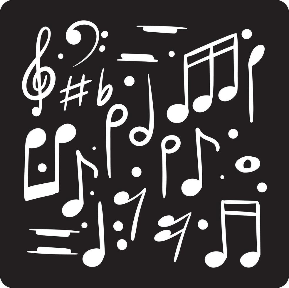 Doodle Music Note Collection with background black vector