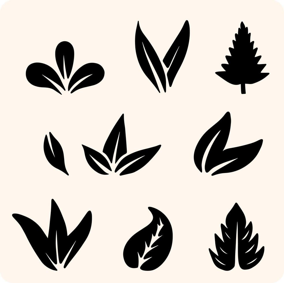 Green Leaf and Sprout Collection with background cream vector