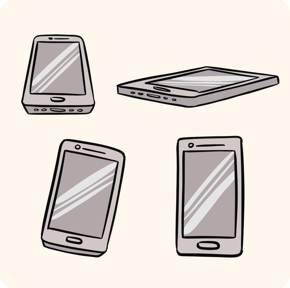 Smartphone Doodle Collection with background cream vector