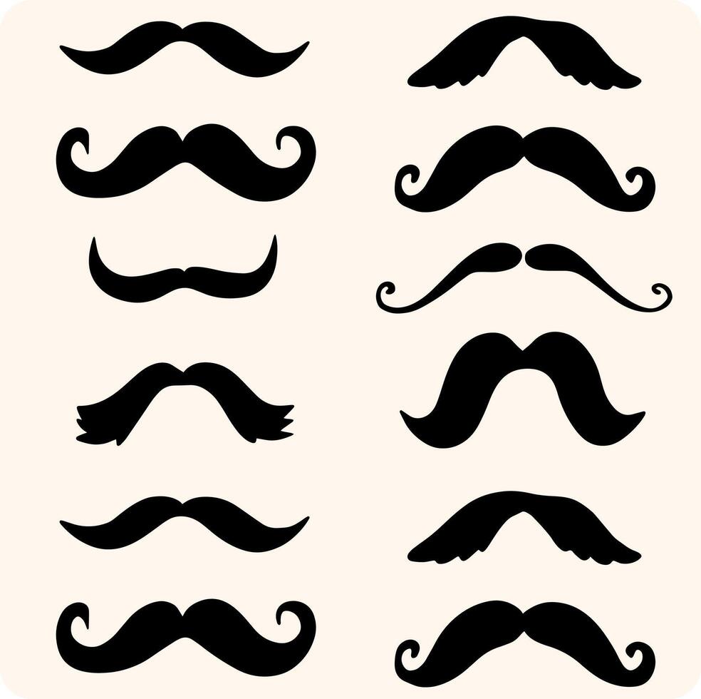 Mustache Silhouette Collection with background cream vector
